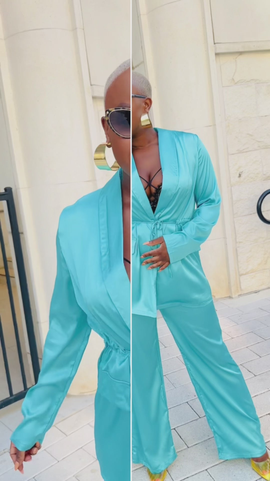 Satin Blazer & Pants Set (Turquoise)—Will Ship The Week Of 10/9/23