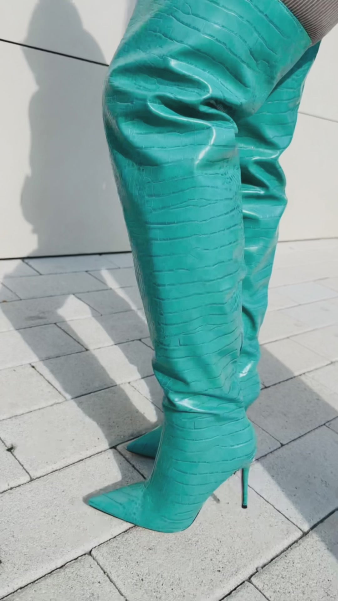 Turquoise Thigh High Boots