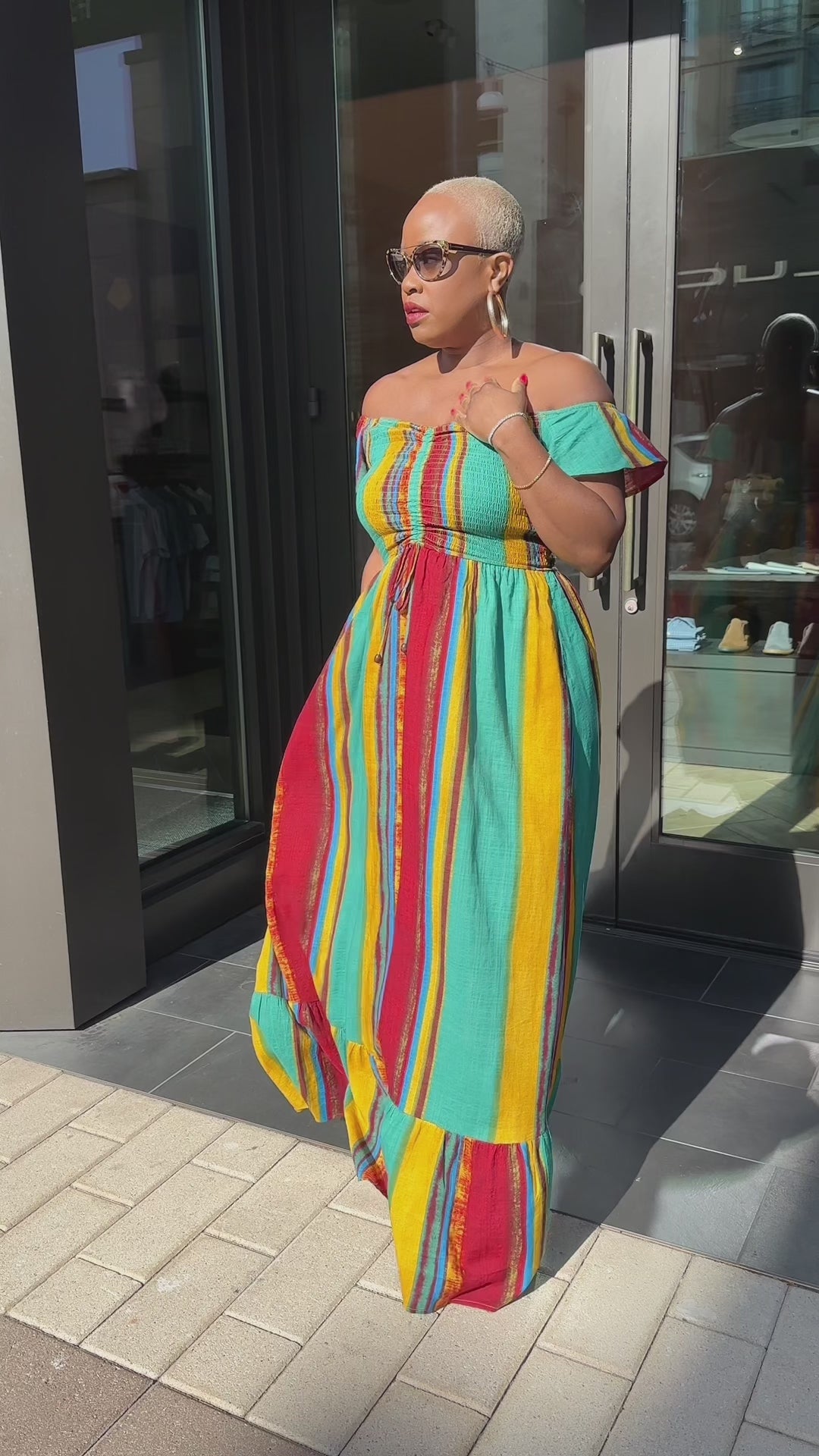 Gypsy Eyes Off Shoulder Maxi Dress