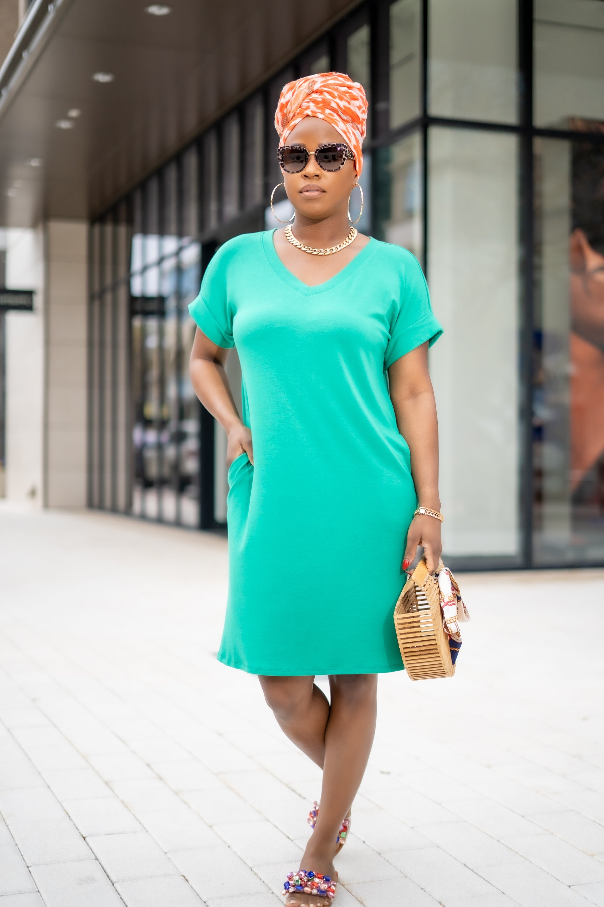 Emerald Boss Lady Knee Length Dress--Will Ship The Week Of 4/8/24
