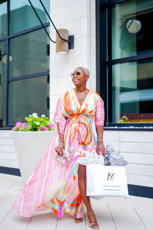 PLUS SIZE--Retro Glam Maxi Dress--Will Ship The Week Of 9/2/25