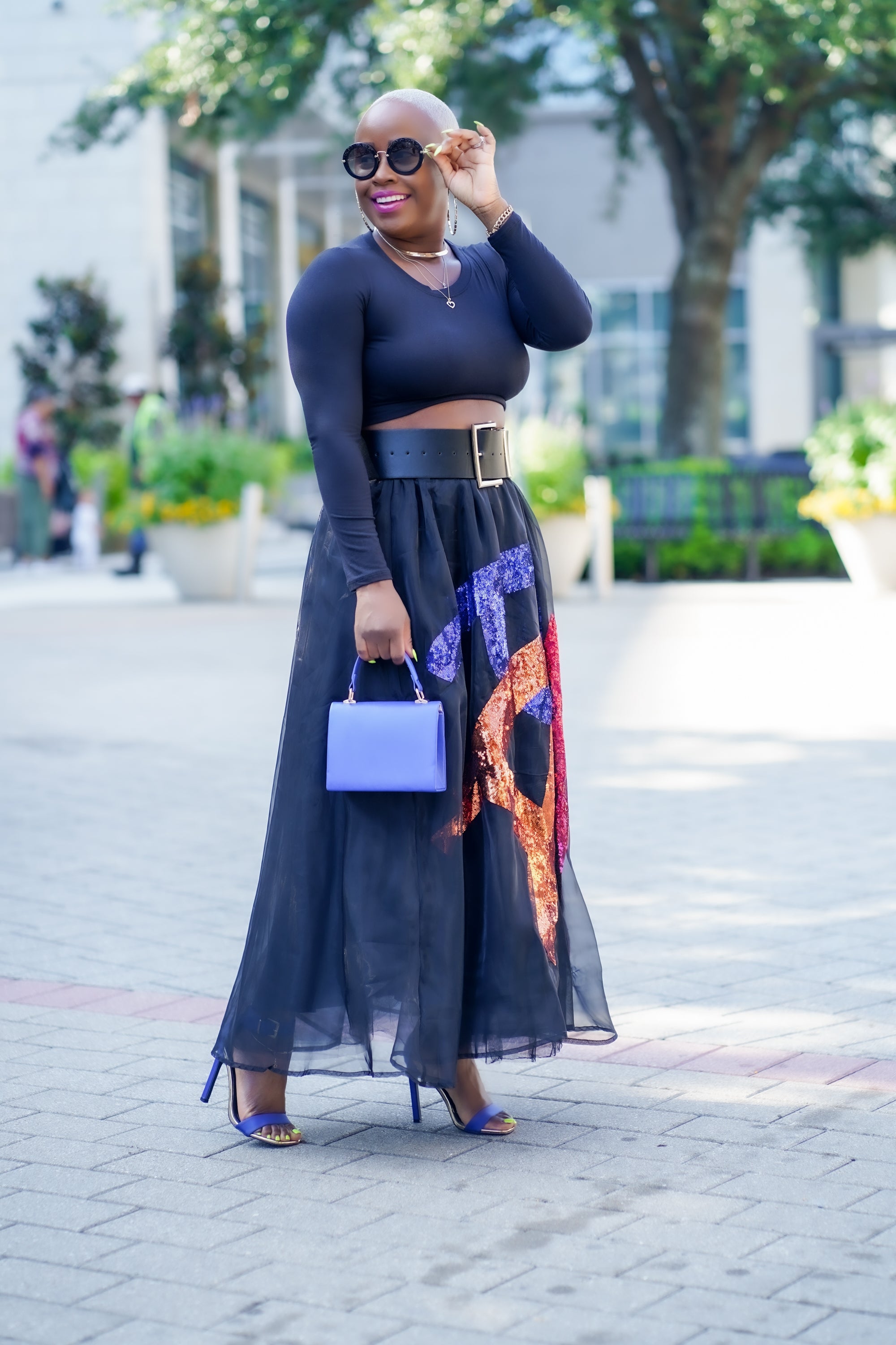 Black Long Sleeve Crop Top