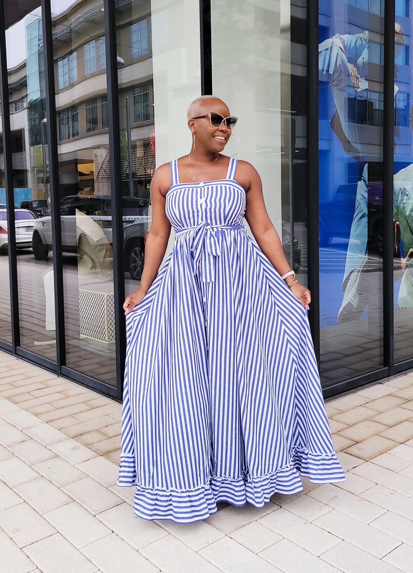 Vineyard Vacation Striped Maxi Dress