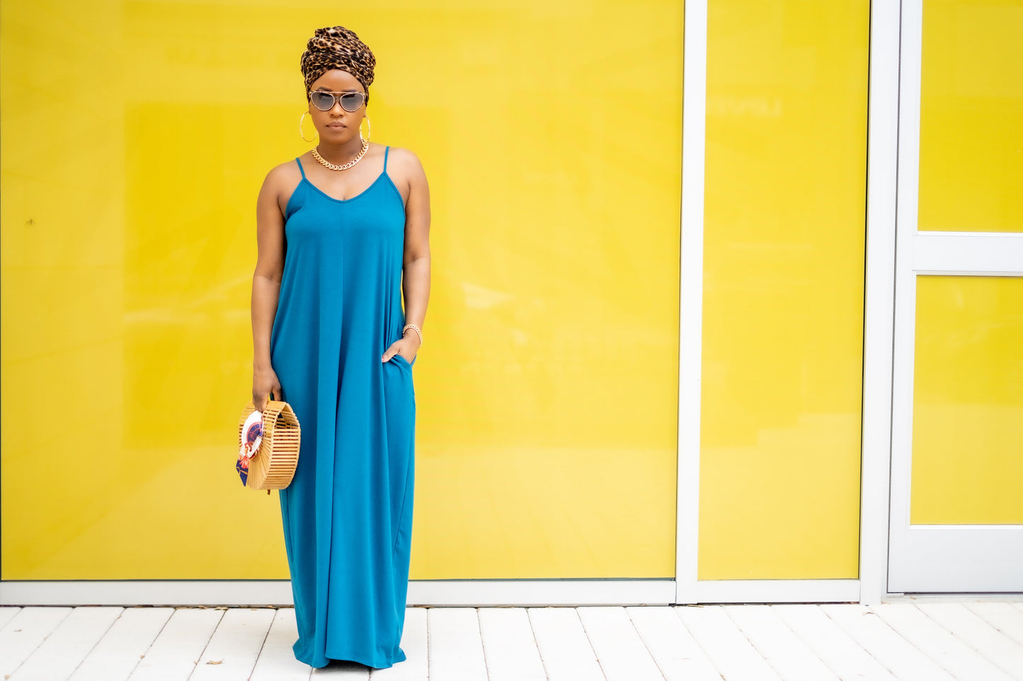 PLUS SIZE--Beachside Resort Maxi Dress (Ocean Blue)