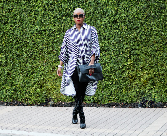 PLUS SIZE--Stripe Me Down Hi-Lo Top