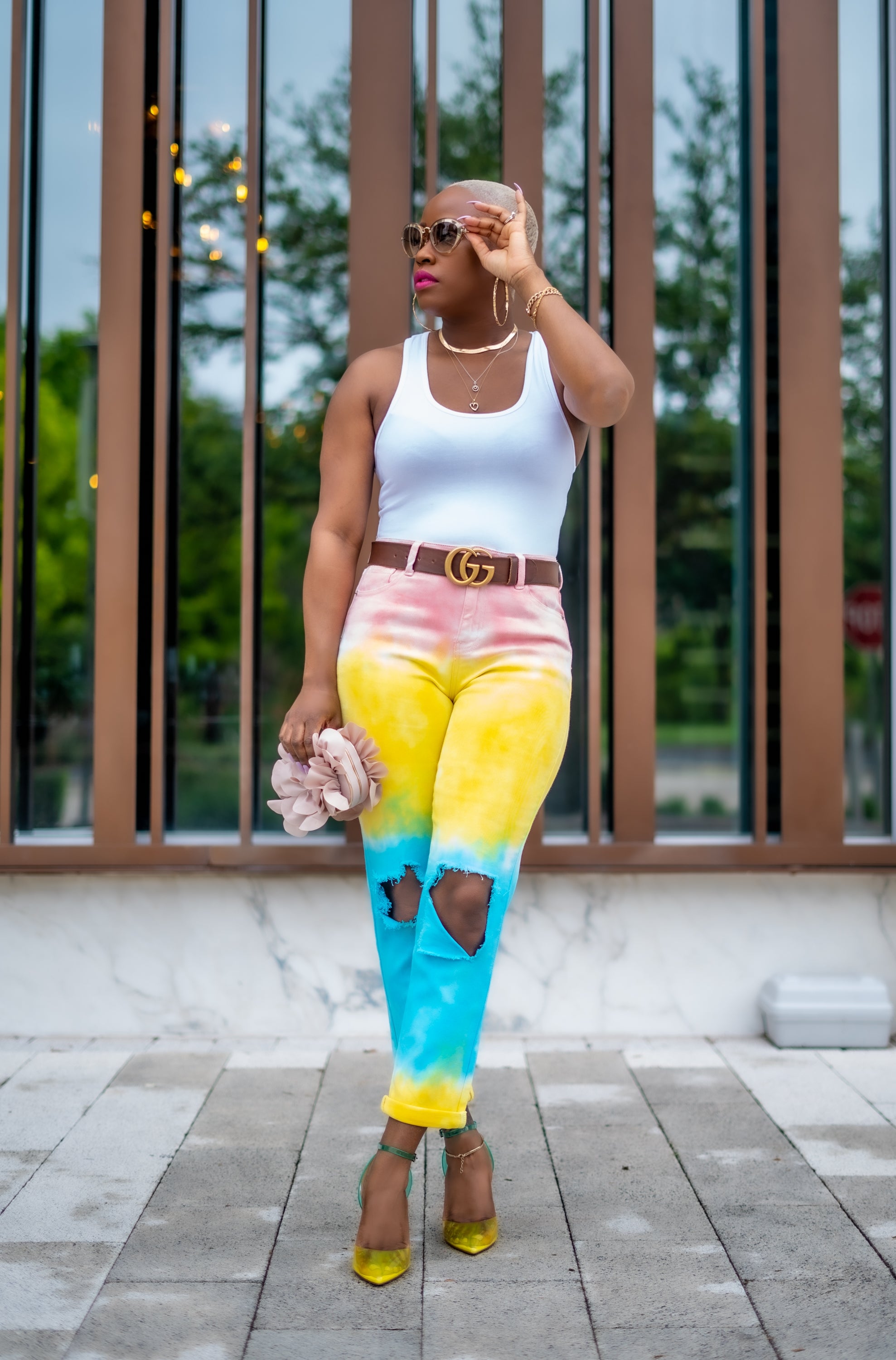 Distressed Tie Dye Jeans