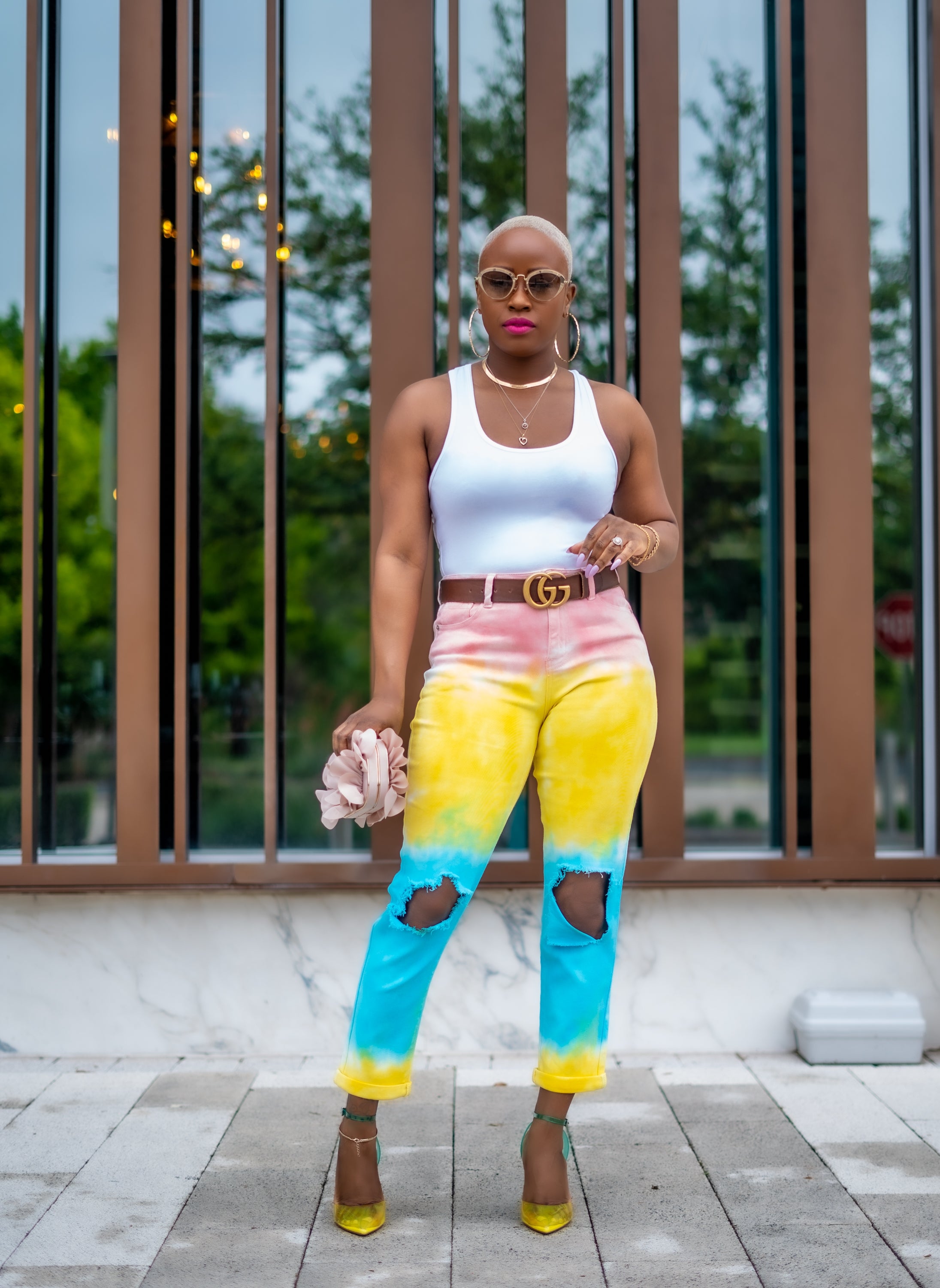 Distressed Tie Dye Jeans
