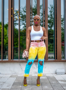 Distressed Tie Dye Jeans
