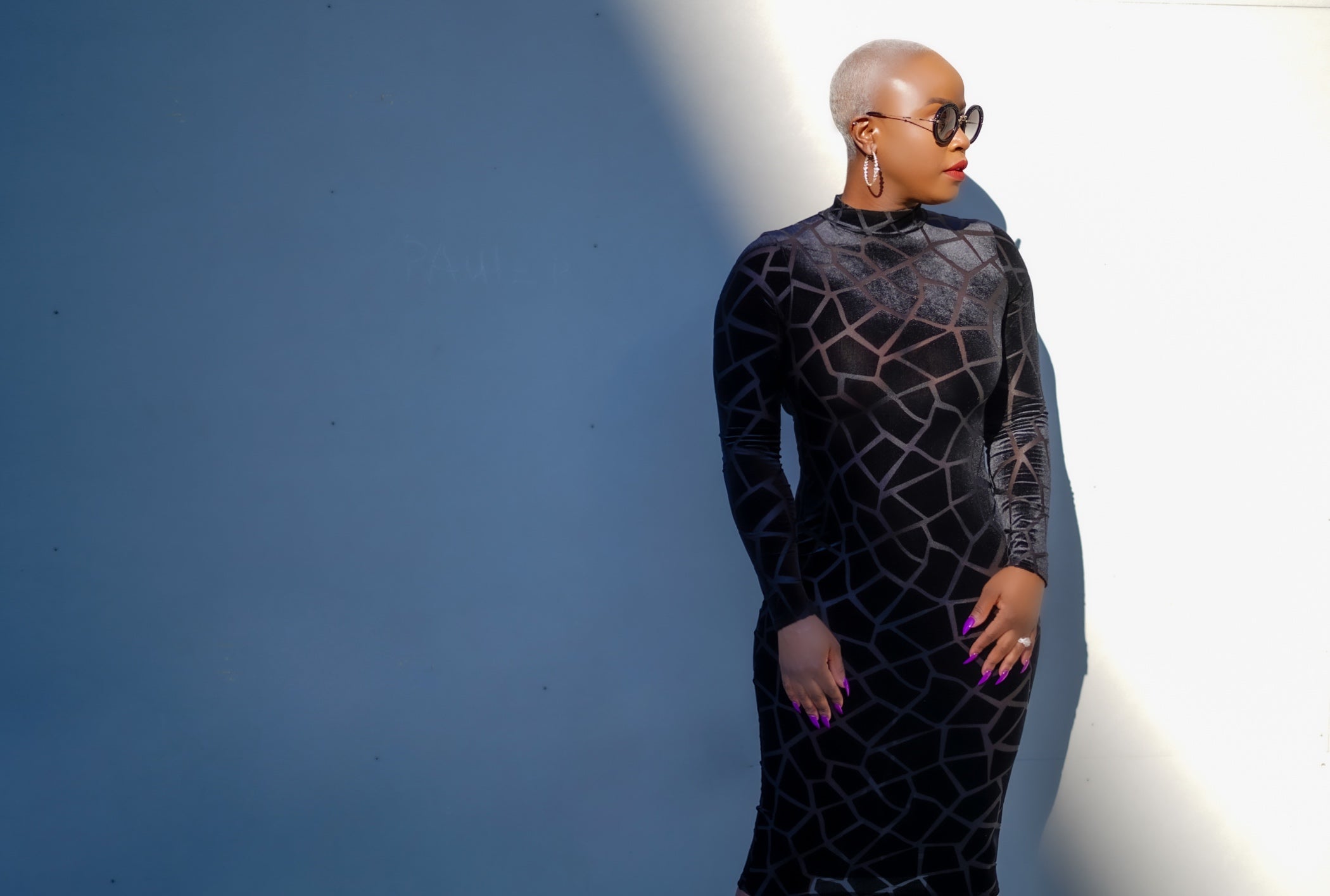 Black Sophistication Semi-Sheer Midi Dress