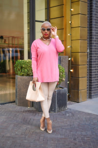 PLUS SIZE--Saturday Morning V-Neck Center Seam Sweater