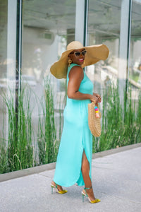 PLUS SIZE--Classy Casual Sleeveless Maxi Dress (Mint)