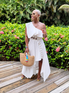 Lace Me Up One Shoulder Maxi Dress