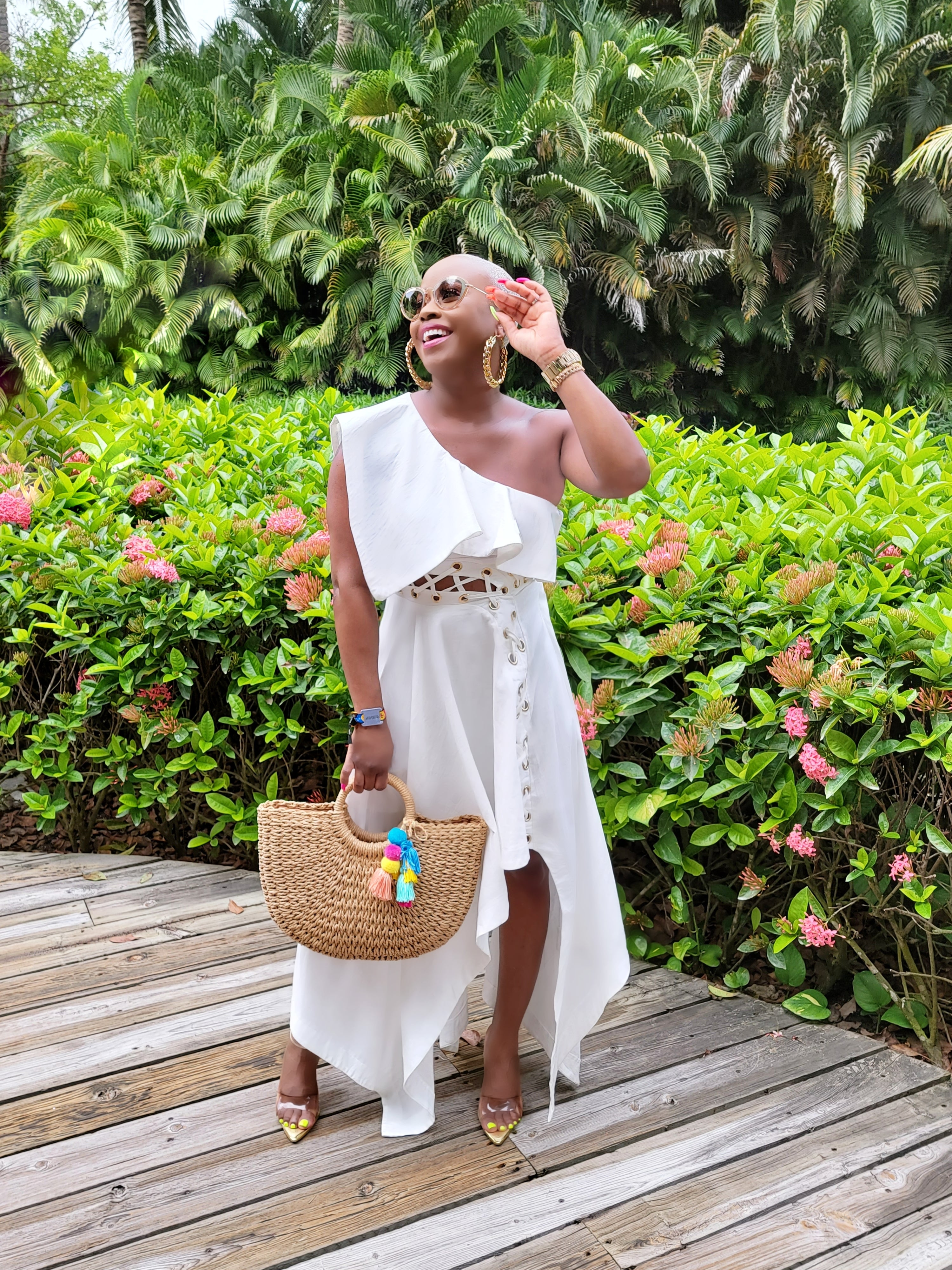 Lace Me Up One Shoulder Maxi Dress
