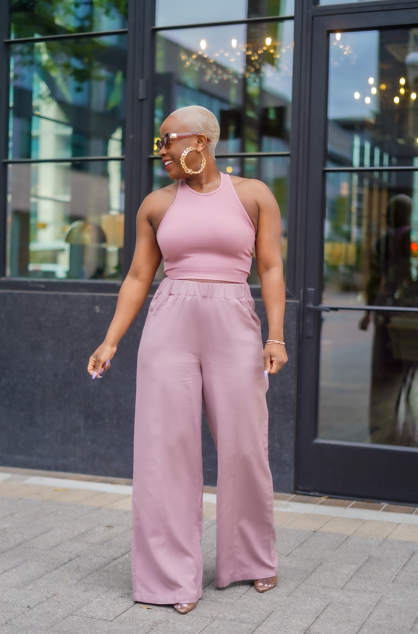 Summer Resort Linen Pants (Light Rose)
