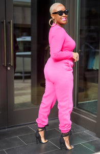 Baby It's Cold Outside Jogger Set (Hot Pink)