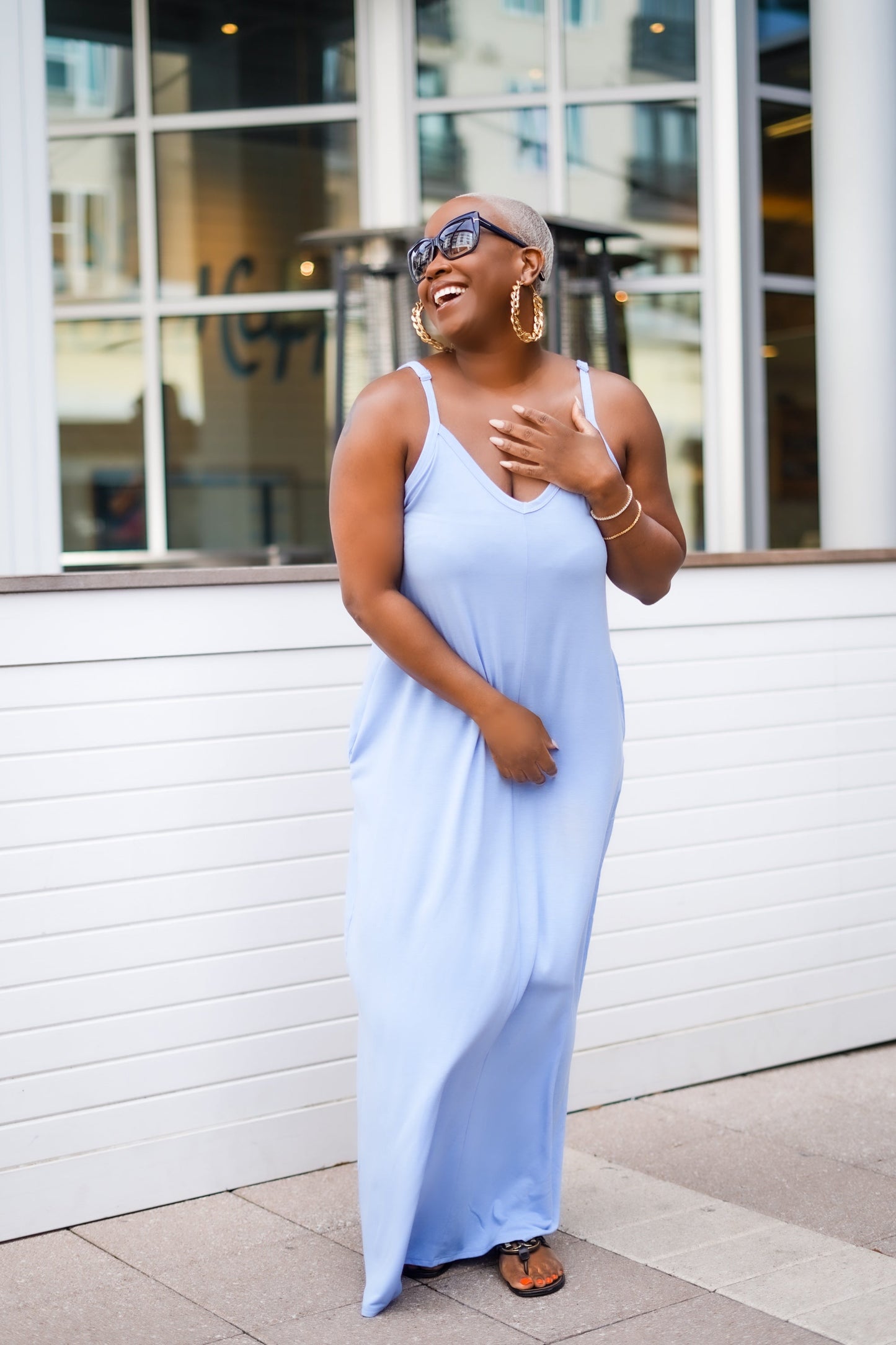 PLUS SIZE--Beachside Resort Maxi Dress (Spring Blue)