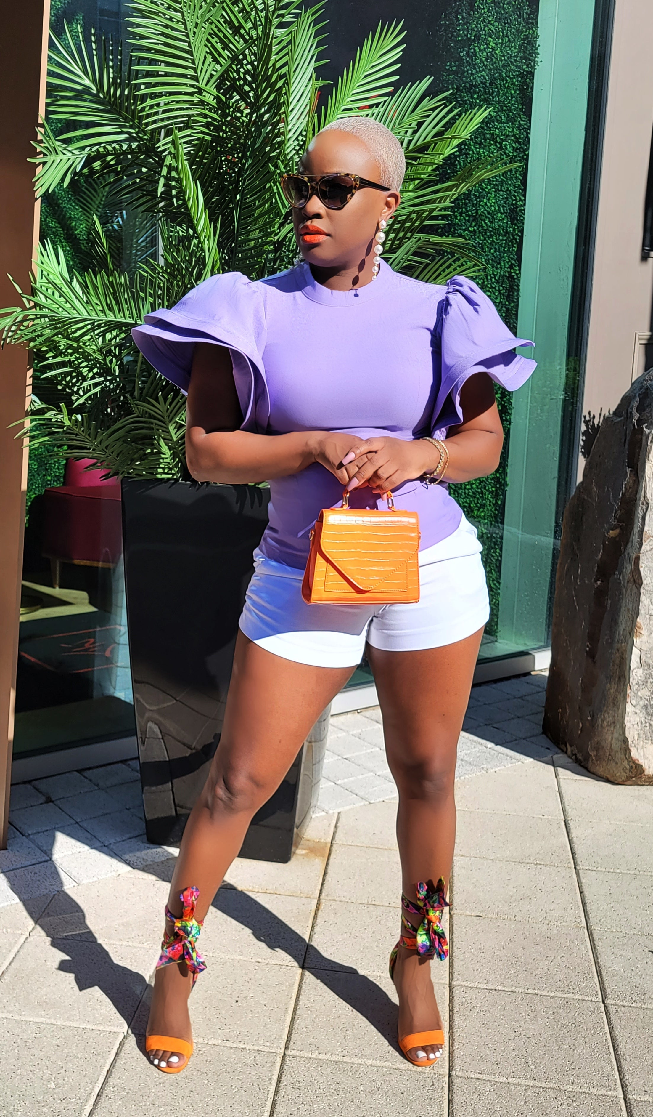 Butterfly Ruffled Sleeve Top (Lilac)