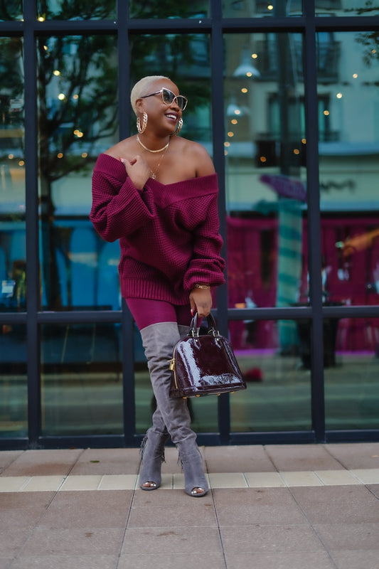Jewel Toned Off the Shoulder Sweater (SWEATER ONLY)