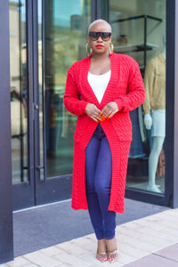 PLUS SIZE—Sunny Autumn Long Sleeve Cardigan (Dark Red)--Will Ship The Week Of 12/18/23