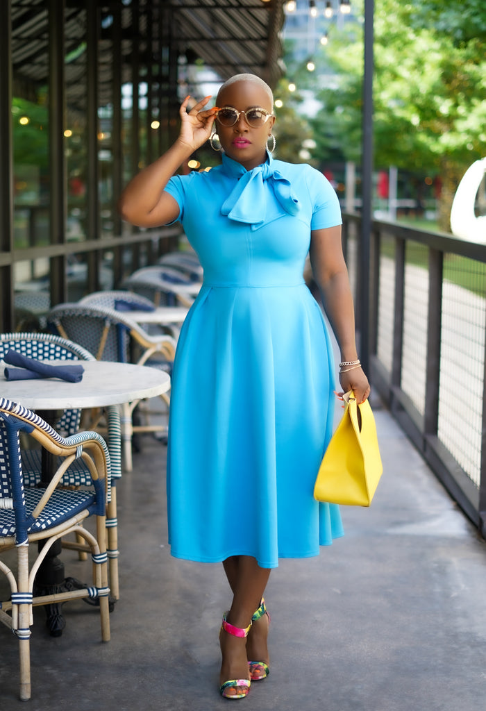 Sunset Beauty Midi Dress (Blue Sapphire) – Bossy Glamworks