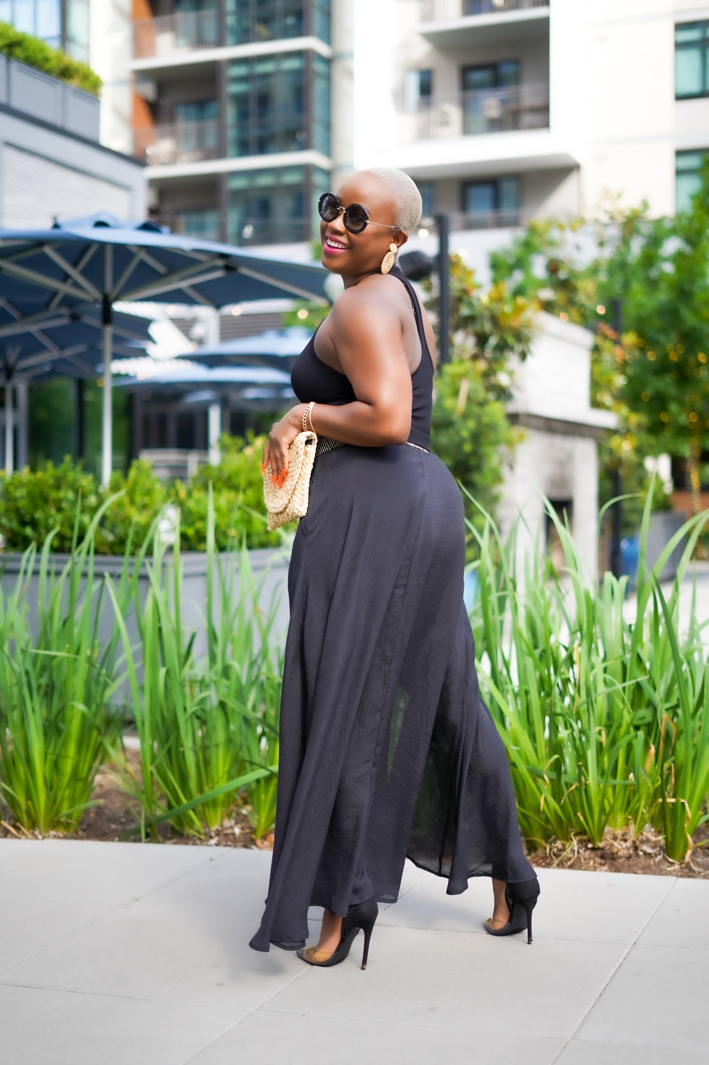 Boss Lady Smocked Drawstring Maxi Skirt