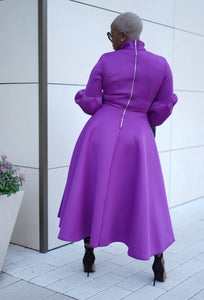 First Lady Bow Tie Midi Dress (Violet)