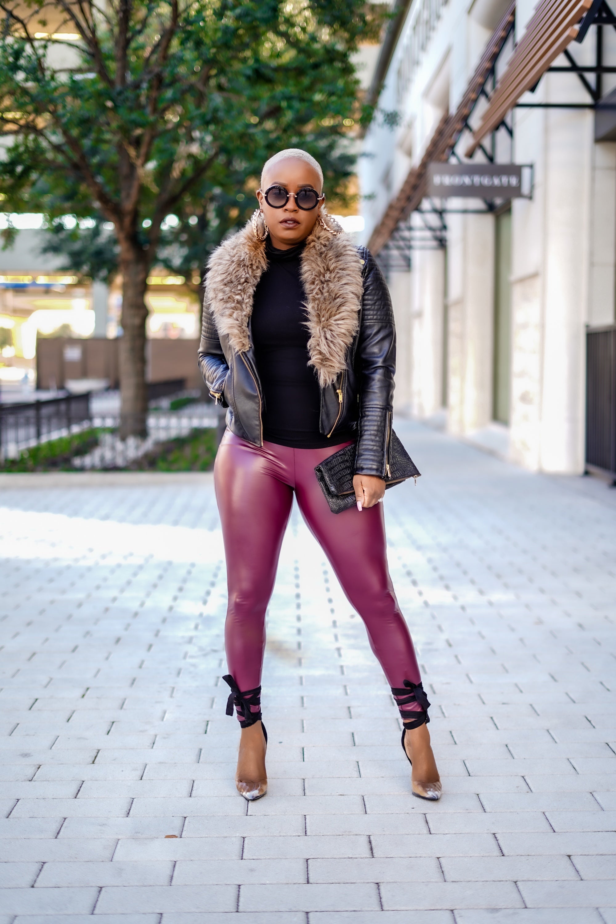 Leather Look Leggings, Inc Faux Leather, Black & High Waisted