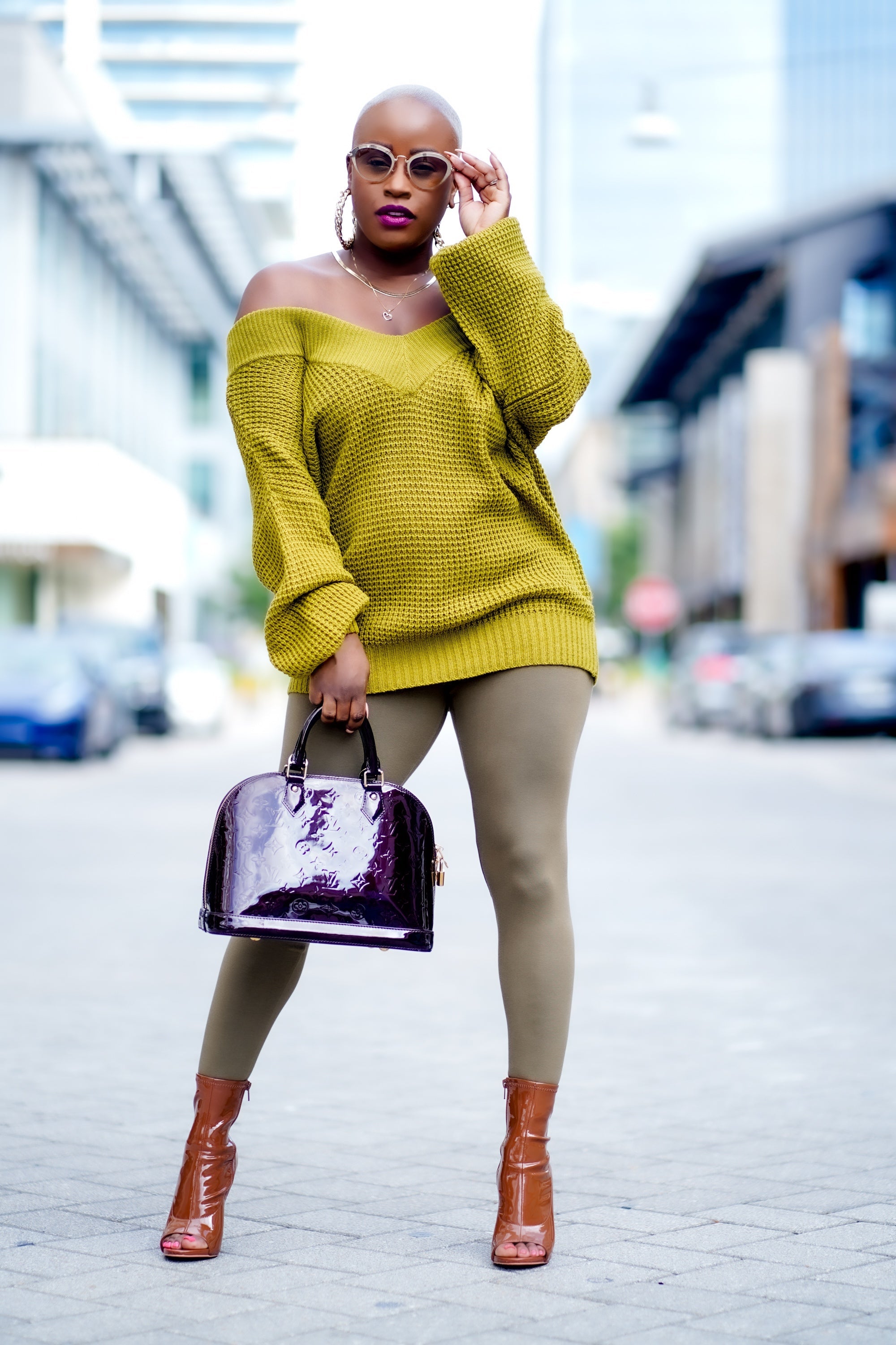 Shades Of Green Off the Shoulder Sweater (SWEATER ONLY)