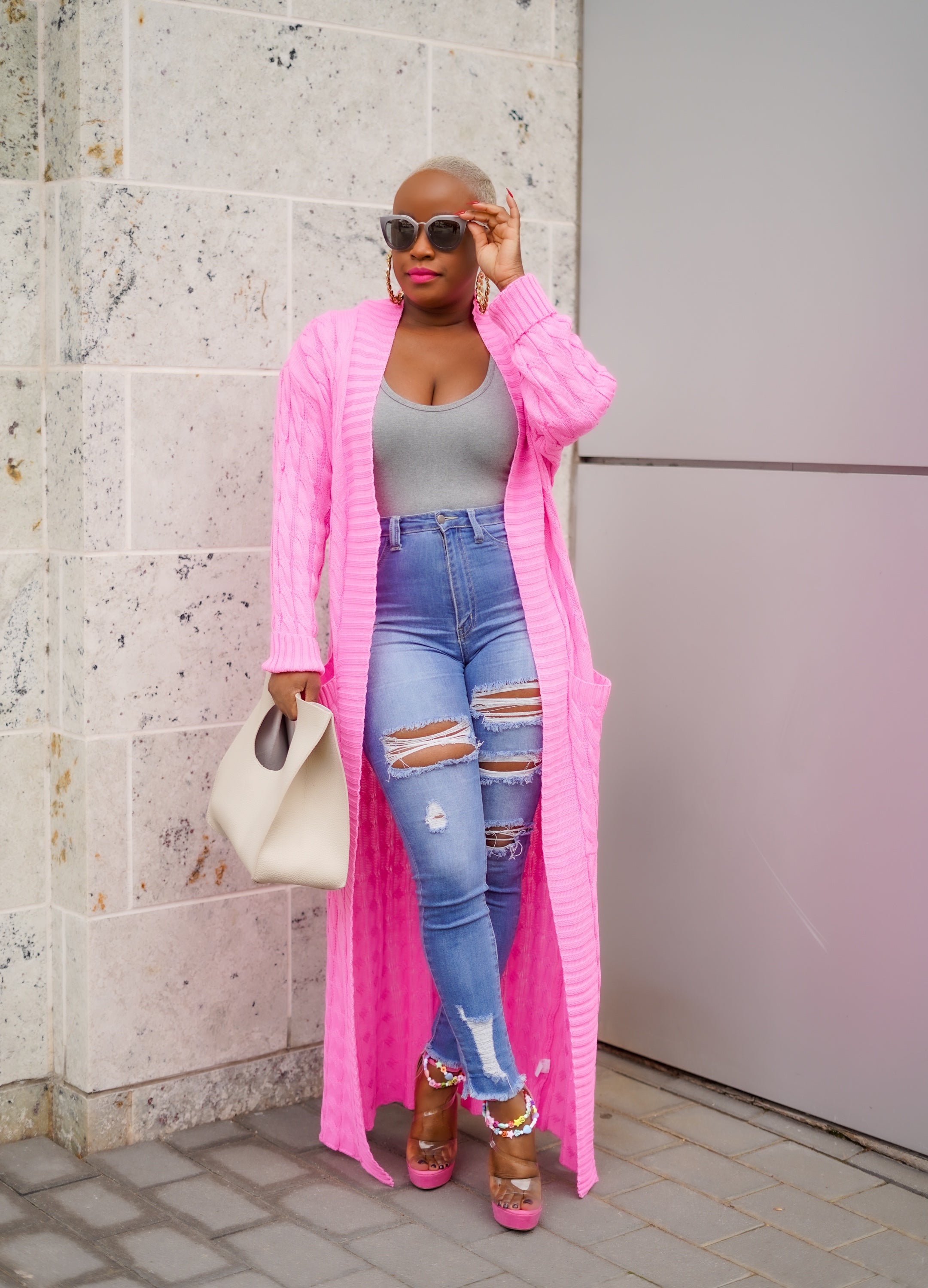 PLUS SIZE—Sunny Autumn Long Sleeve Cardigan (Bubblegum Pink)--Will Ship The Week Of 3/13/24