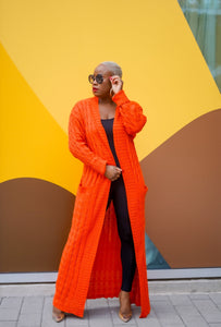PLUS SIZE—Sunny Autumn Long Sleeve Cardigan (Orange)--Will Ship The Week Of 3/13/24