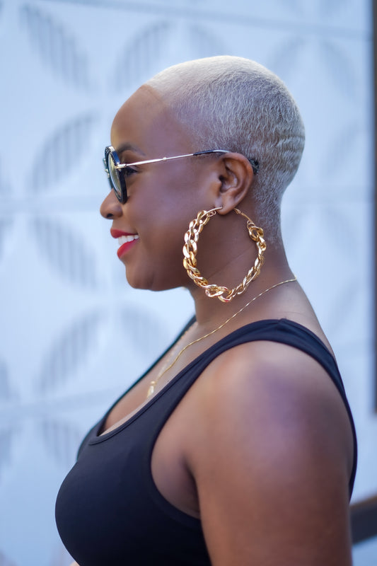 Large Chain Link Hoop Earrings (Gold)--Will Ship The Week Of 9/2/25