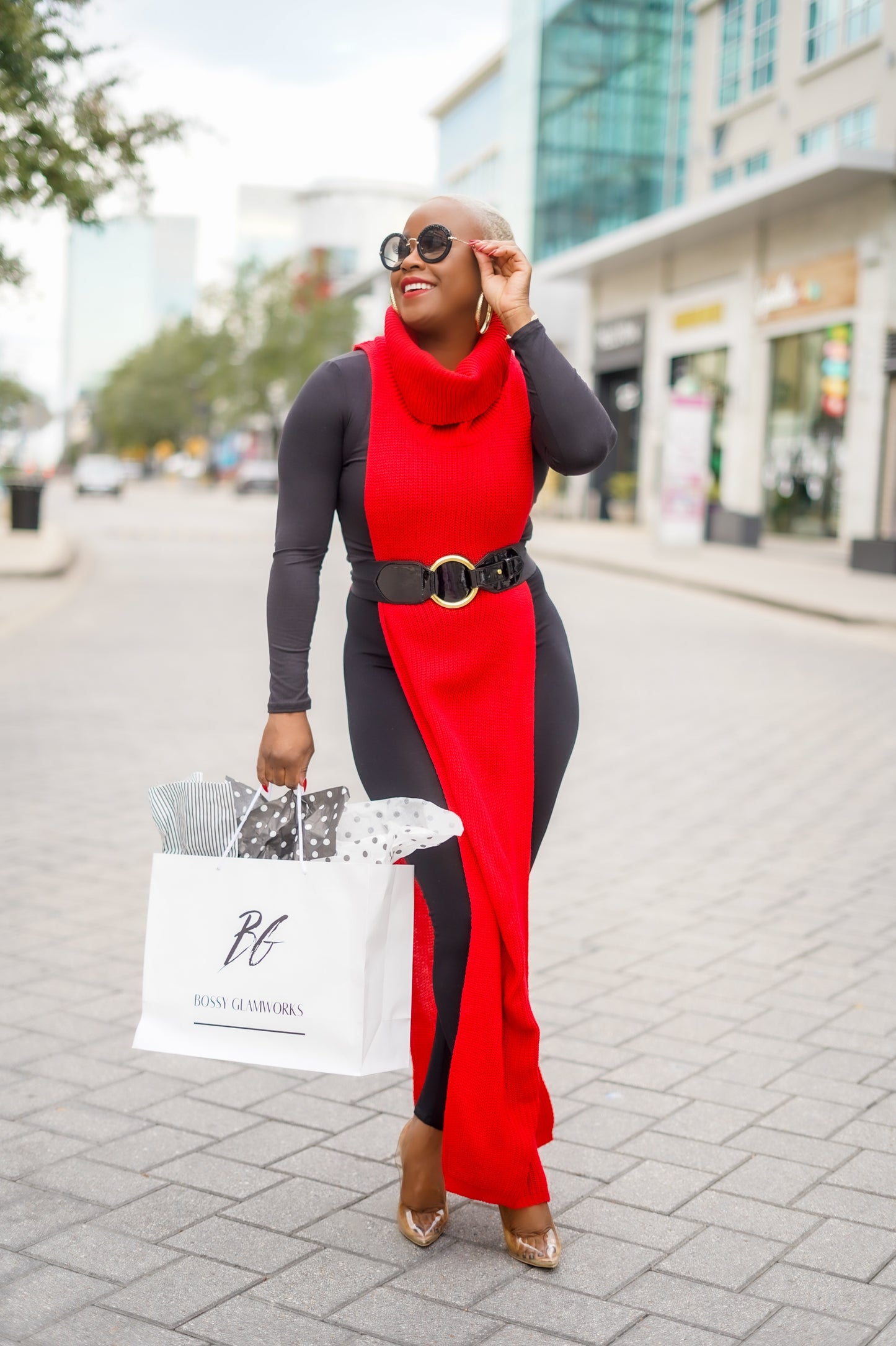 Let's Get Layered Open Sided Sweater (Holiday Red)--Will Ship The Week Of 5/19/25