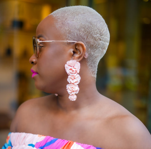 Elegant Flower Drop Earrings (Peach Bellini)--Will Ship The Week Of 9/2/25