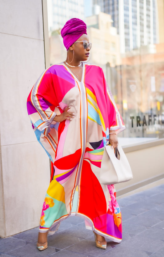Hello Darling Colorful Abstract Kaftan--Will Ship The Week Of 5/19/25